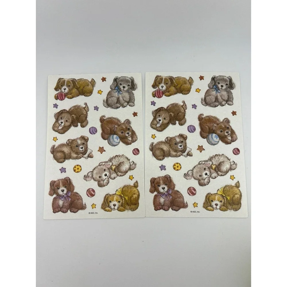 Vintage AGC Puppy Dog Sticker Sheets Lot Cute 80s 90s Kawaii Scrapbook